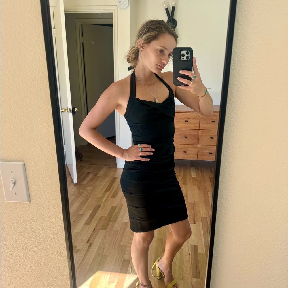 bebe Black Halter Mini Dress